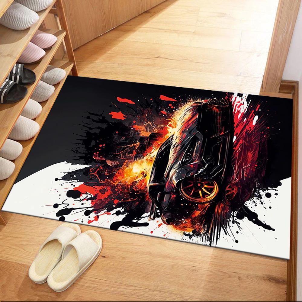 Neon Retro Car Night Drive Floor Mats for Living Room, Bedroom and Room Decoration Are Suitable for Gifts.