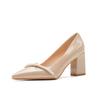 New Spring and Summer Shallow Mouth Pointed High Heels Temperament Pearl Bride Shoes Work Commuter Thick Heels