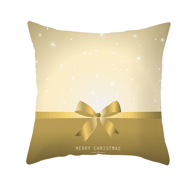 New Christmas Golden Snowflake Peach Leather Velvet Pillowcase Home Sofa Pillow Cushion Cover