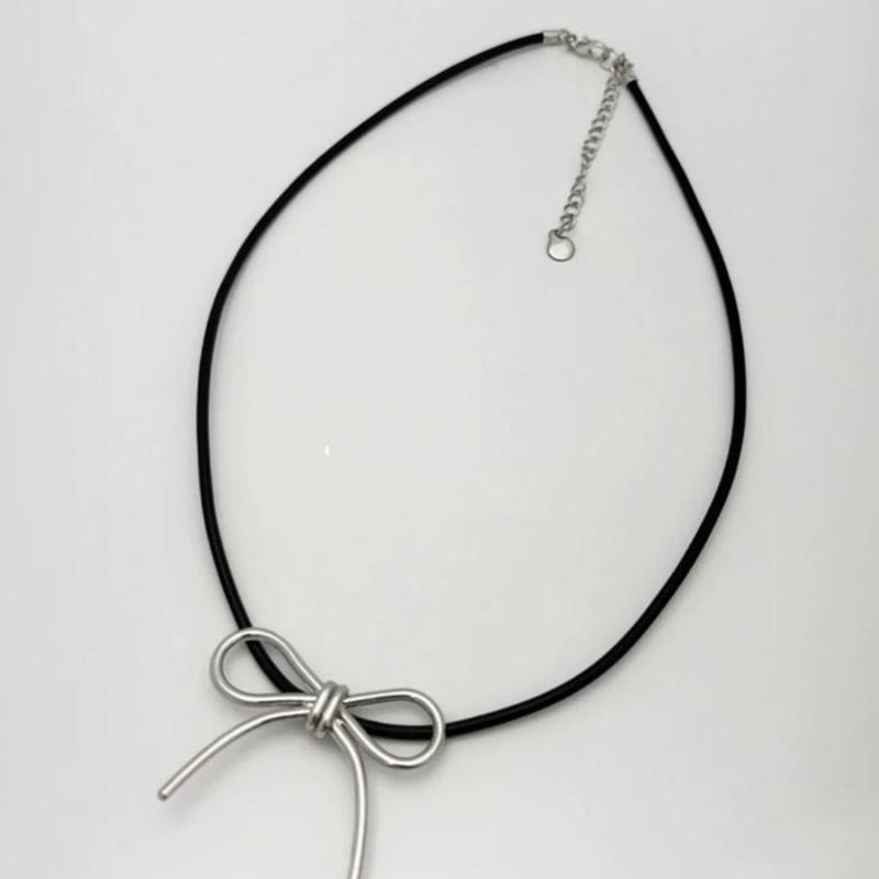 Bowknot Pendant Sweater Necklace Charm Women Girl Choker Summer Fashion Simple Geometric Clavicle Chain Party Jewelry