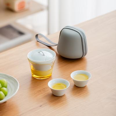 A Set of Handcrafted Ceramic Tea Ware, Suitable for Travel, Outdoor Activities, and Camping, Portable and Creative As a Gift.