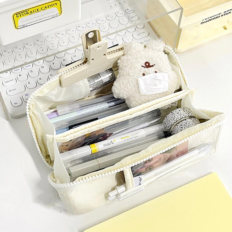 Large Capacity Pencil Bag Aesthetic School Big Pouch Girl Cute Stationery Holder Bag Children Pen Case Students School Supplies