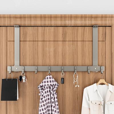 New Over The Door Hanger Hook Adjustable 5/6 Hooks Coat Hat Towel Rack Hanging Clothes Storage Storage Holder for Bathroom