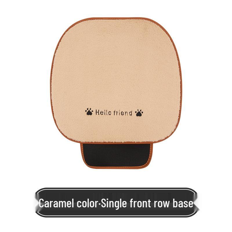 Universal Shy Cat Plush Winter Car Seat Cushion - Non-Shedding, Cartoon Design for Five Seats
