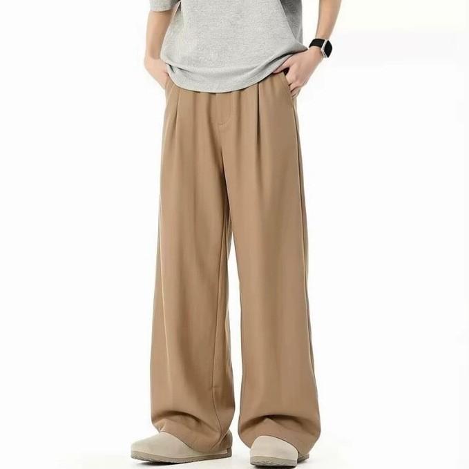 American pinch pleated design straight casual pants men's spring and autumn trendy brand loose drape versatile scimitar wide-leg trousers