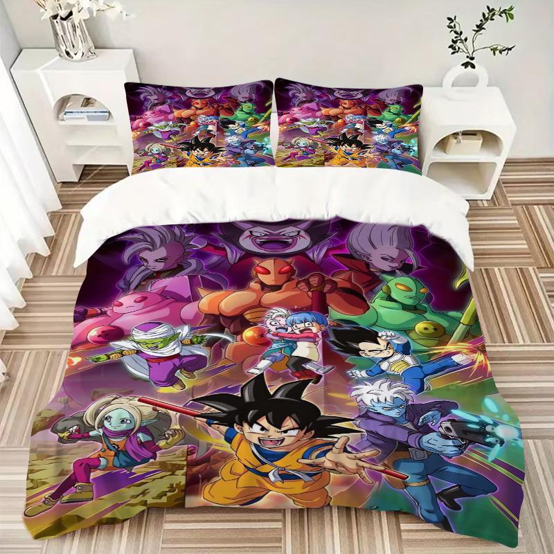 3pcs Dragon Ball Heroes Bedding Set Includes Quilt Cover and Pillowcases, Suitable for All Seasons H028