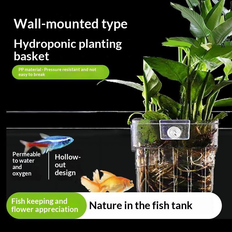 2Pcs Hydroponic Planting Basket For Fish Tank Aquarium Water Grass Cup Multiple Plant Landscape Bubbles Fish Bubbles Eco-Friendl