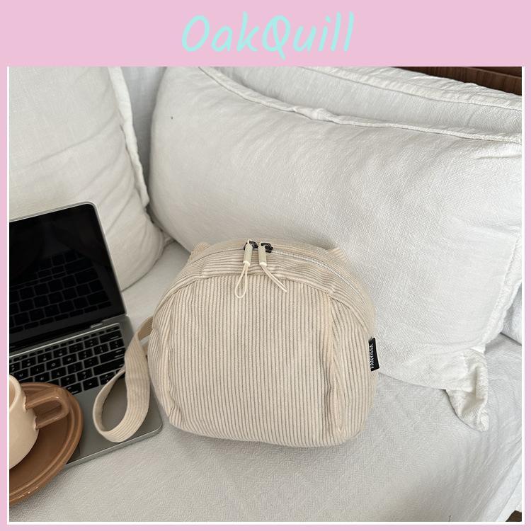 Urban Minimalist Corduroy Small Shoulder Bag With Zipper Closure For Daily Use