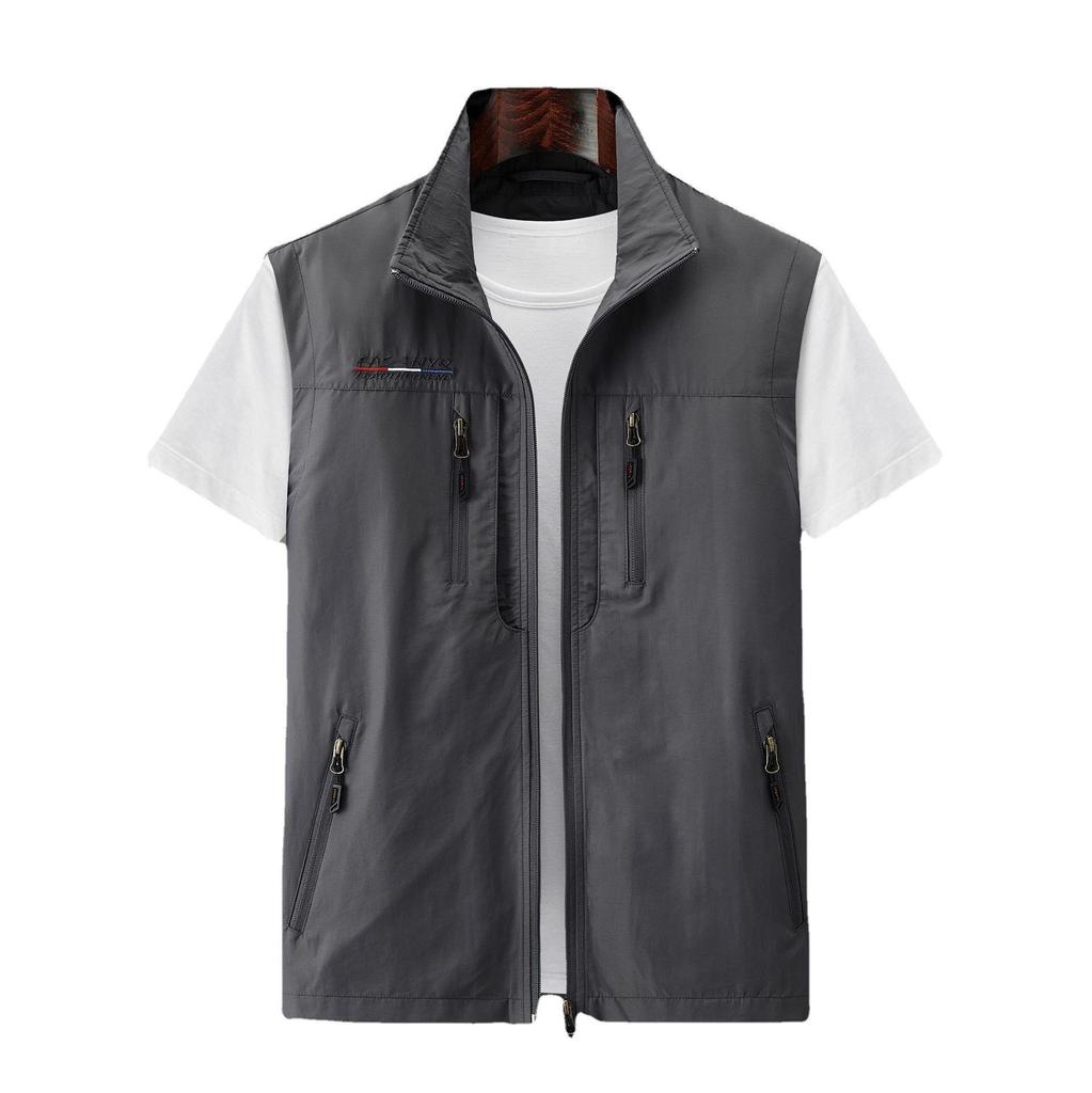 Men's Multi-Pocket Quick-Dry Vest for Spring, Summer, and Autumn. Thin Workwear Waistcoat In Large Sizes.