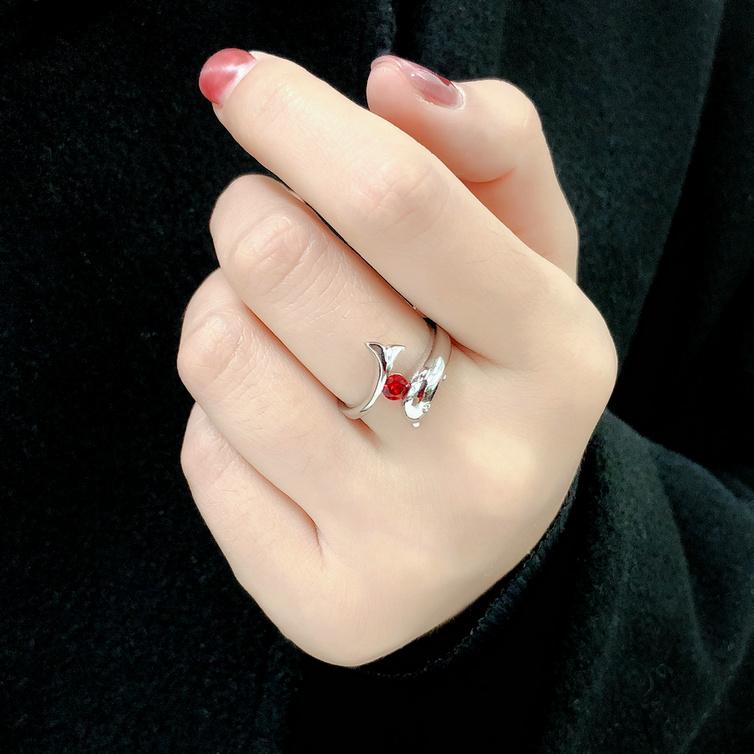Trendy Birthstone Rings for Women New Design Dolphins Style Silver Plated 9 Colors Wedding Engagement Xmas Fashion Jewelry R788
