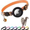 Airtag Cat Collar Breakaway, Reflective Kitten Collar with Apple Air Tag Holder and Bell for Girl Boy Cats, 0.4 Inches In Width and Lightweight(Orange