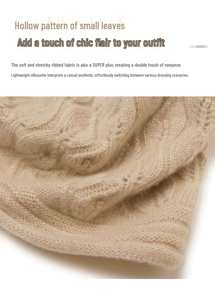 Kangsai Ni Women's 100% Cashmere Cable Knit Beanie - Warm, Fashionable, Versatile Solid Color Hat