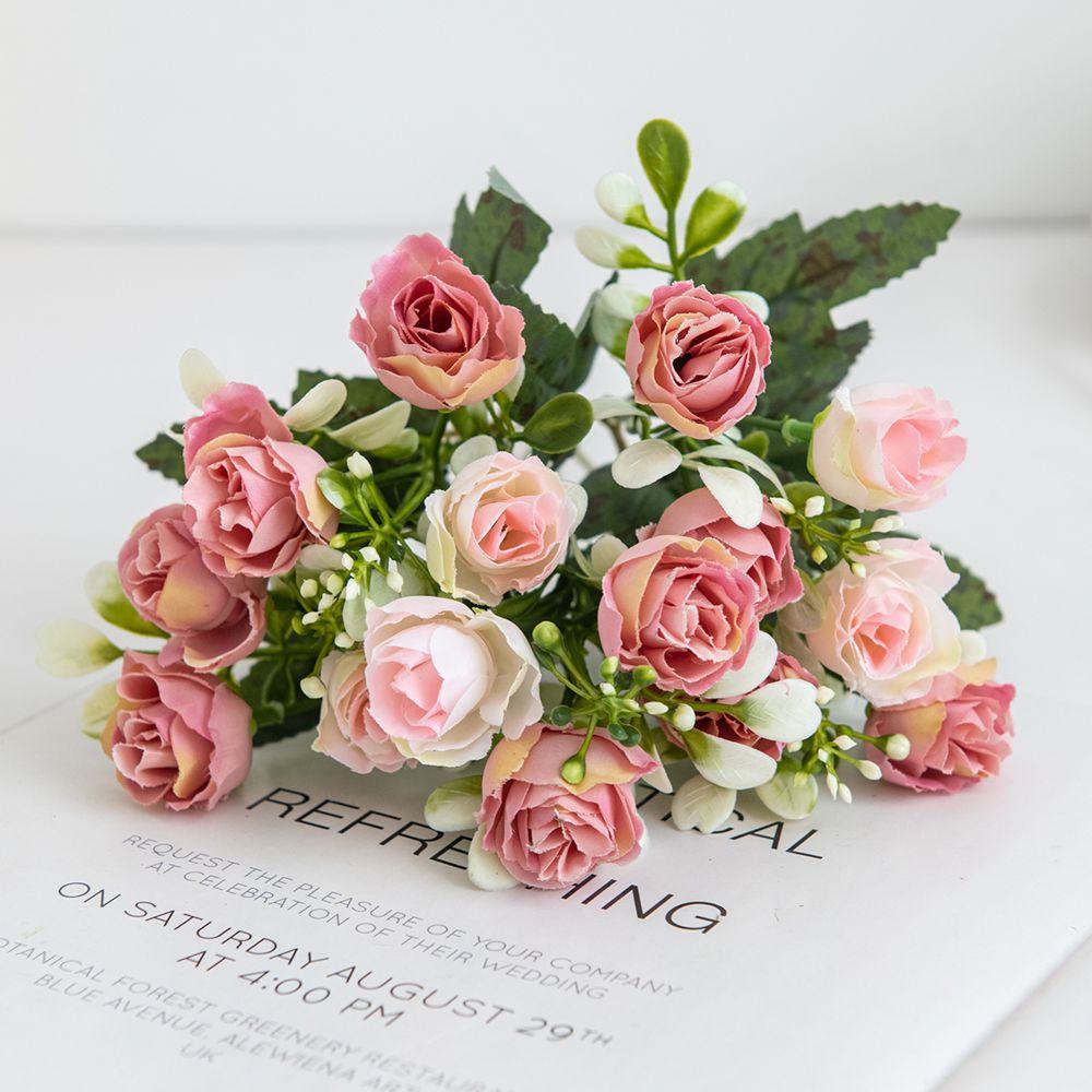 

1PC Artificial Flowers Red Silk Roses Bridal Bouquets Home Vase Table Decor Outdoor Garden Courtyard Wedding Diy Gift Box Wreath 1pc розовый