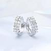 Elegant S925 Silver Korean Fashion Double Row Micro Diamond Clip-On Earrings for Women
