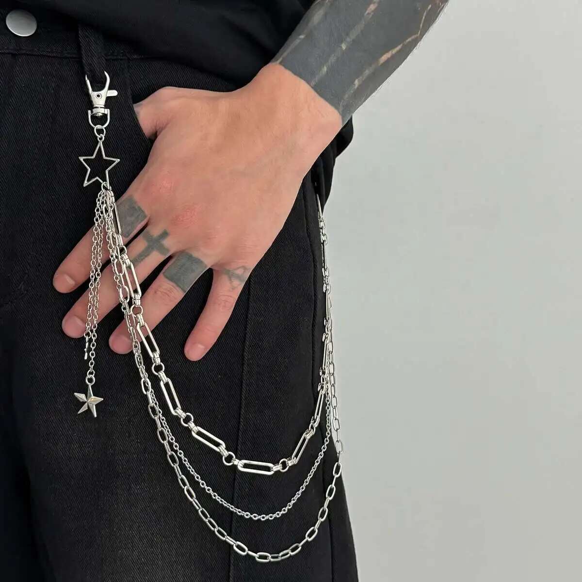 

Ingemark Trendy Hip-hop Multilayered Star Pendant Jeans Pants Chain Punk Creative Metal Waist Keychain Body Jewelry Accessories