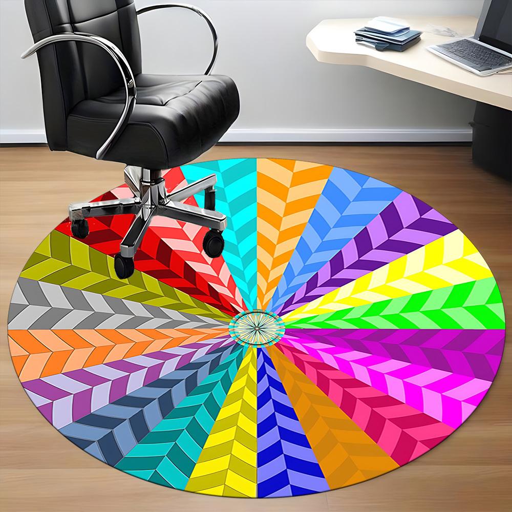 1pc Color Wheel Chair Carpet for Office Non Slip, Machine Washable Rug for Office, Room Holiday Decor for Christmas, Birthday Polyester