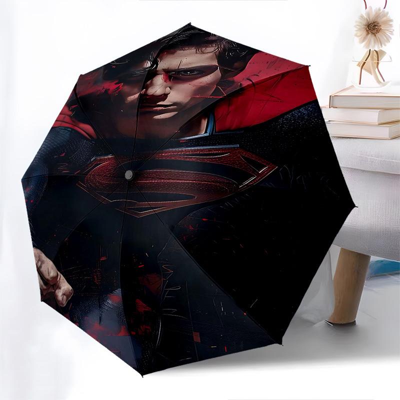 1pc Superman Cityscape Automatic Folding Umbrella - Compact 8-Rib Design, Durable Plastic & Iron1459L