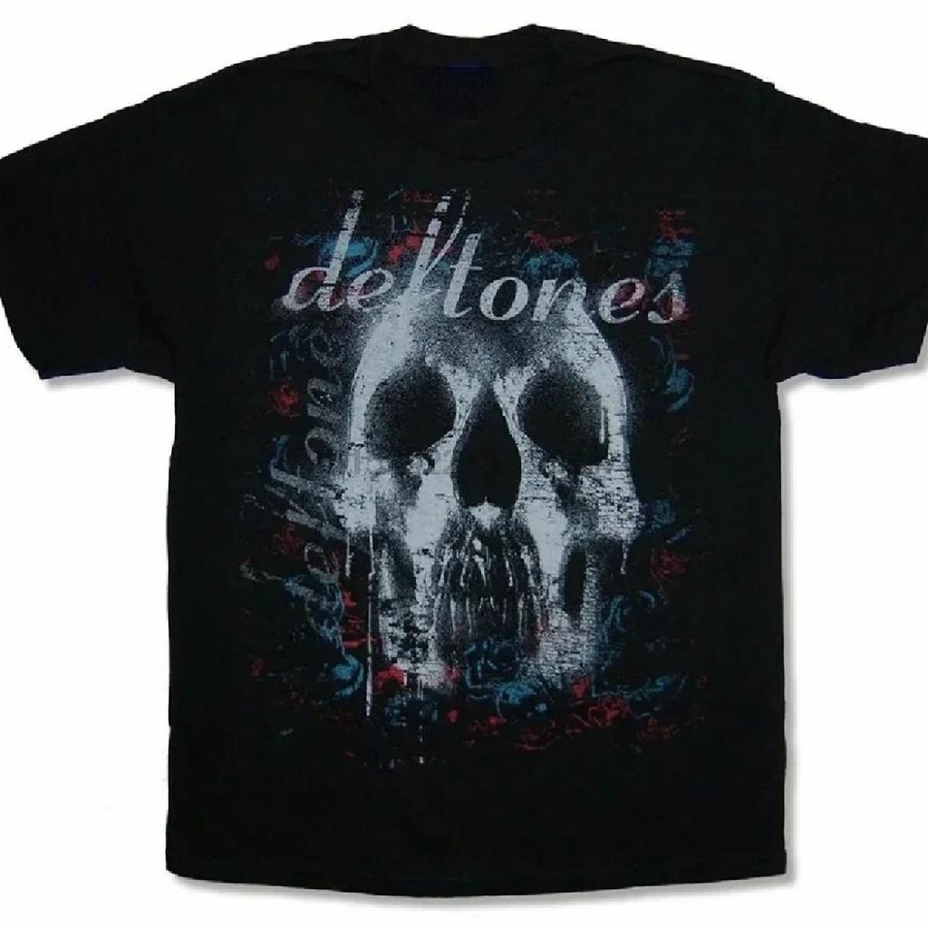 Men T Shirt Horror Movie Deftones Skull Harajuku Gothic Black Tops Boys Girls Streetwear Vintage Loose Fashion Casual T-Shirt