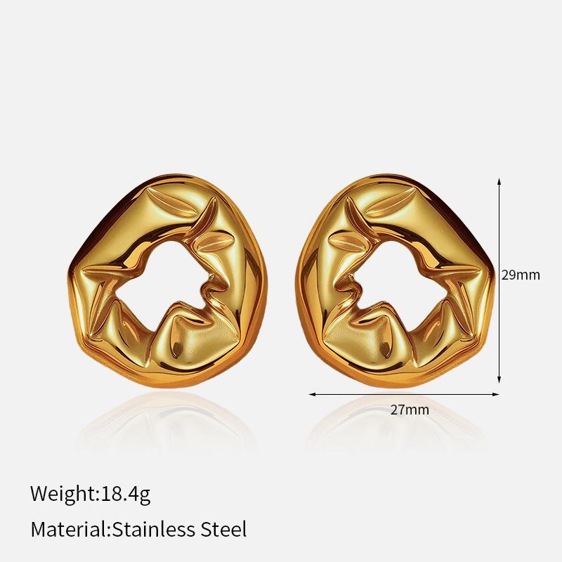 Chen He does not fade jewelry women's high-end light luxury stainless steel earrings titanium steel stud earrings gold circle earrings
