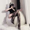 Sexy Black Silk Flower Hollow Fishnet Socks Open-file Free Summer Hot Suspender Socks, Flower Fishnet Socks