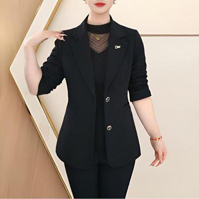2025 Women's Slim Fit Black Suit Jacket - Versatile Fashion for Spring & Autumn