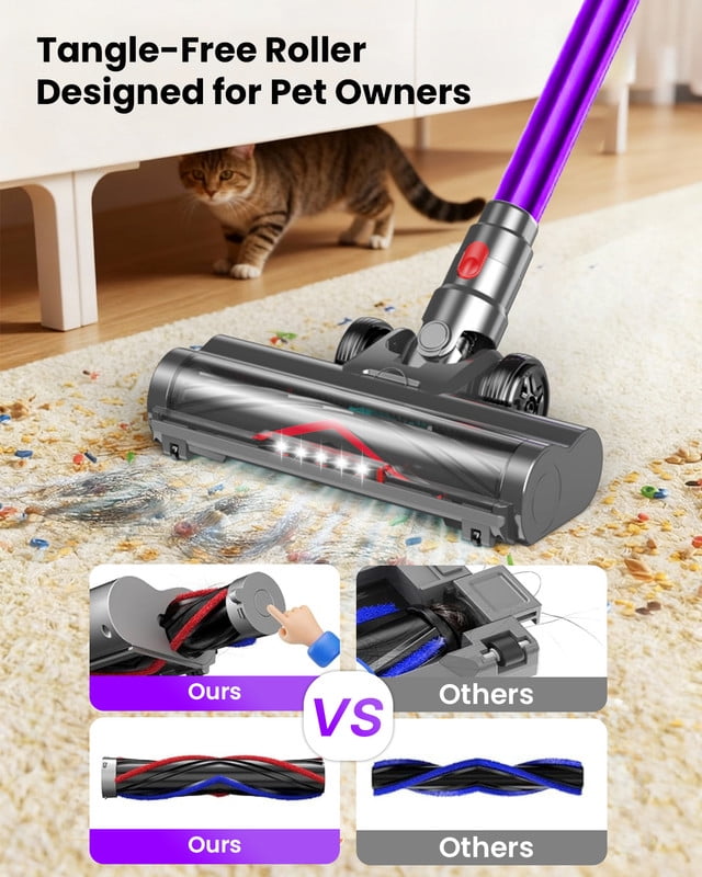 Cordless Stick Vacuum Cleaner 45KPA Strong Suction 50Mins Lightweight for Pet Hair Home Hard Floor