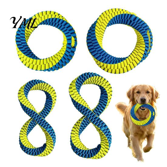Washable Chew Toys for Dogs Dog Dental Tug Toy, Textured Woven Nylon Interactive Teeth Cleaning Large Over 33 Pounds Round or Figure 8 Design,