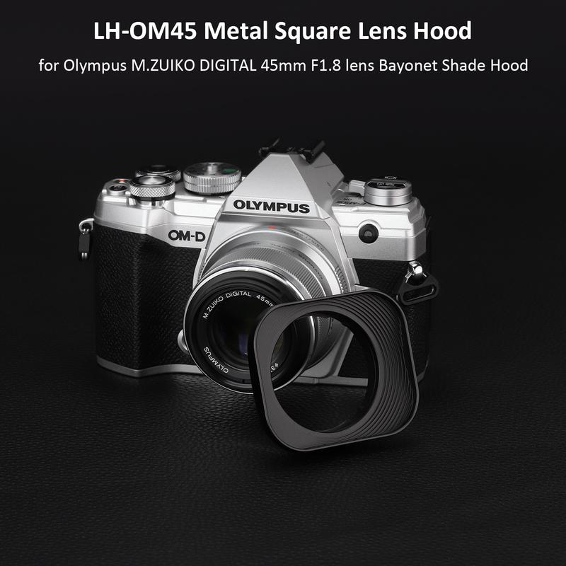 Haoge LH-OM45 Square Metal Lens Hood Shade for Olympus M. ZUIKO DIGITAL ED  45mm f/1.8 Lens 45/1.8