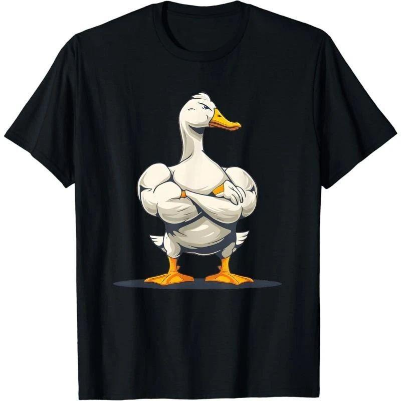 Humour Text Tee Shirts Funny Duck Fitness Printed Tshirt Summer Gym Sport Fashion Casual Loose Top Print Cotton Clothing Unisex