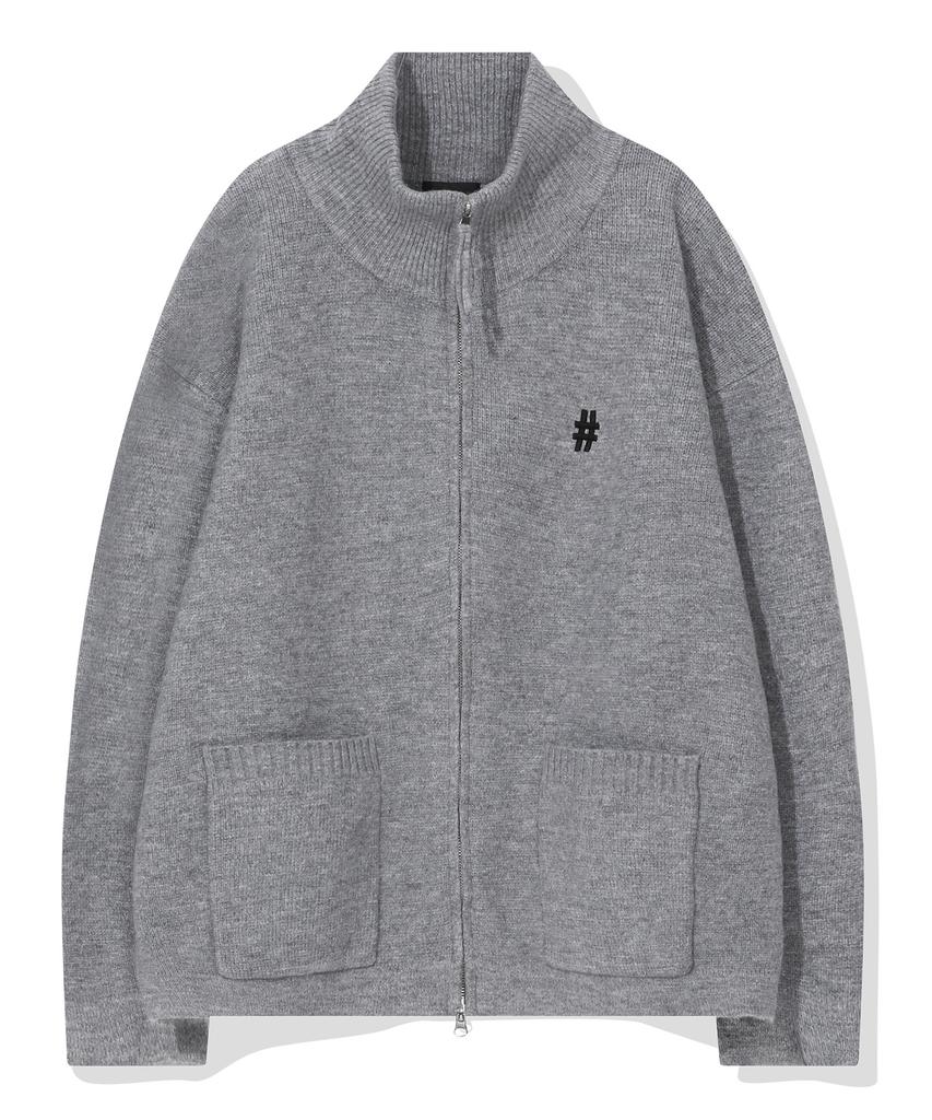 BEENTRILL Essential Turtleneck Two-Way Knit Zip-Up (Melange Gray)