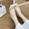 2025 summer transparent slippers women's fashion and versatile new Internet celebrity super high heel shoes crystal thick heel sandals