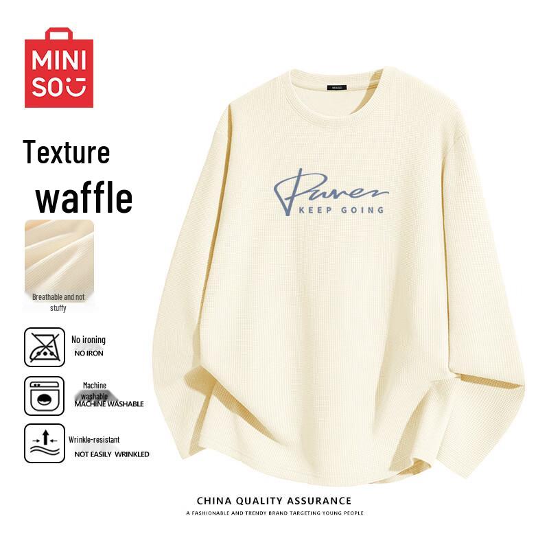MINISO Unisex Waffle Knit Long Sleeve T-Shirt M