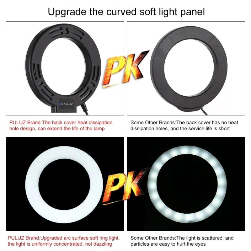 4.7 Inch 12cm Usb Led Ring Vlogging Video Fill Light Round Base Desktop Holder Kits,adjustable Height: 15.5cm-25.5cm