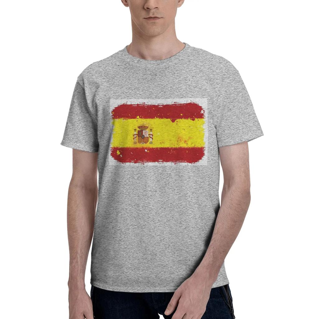 Spain Grunge Flag Men TShirt Plus Size T Shirts Mens Crew Neck Cotton Tees Short Summer Male