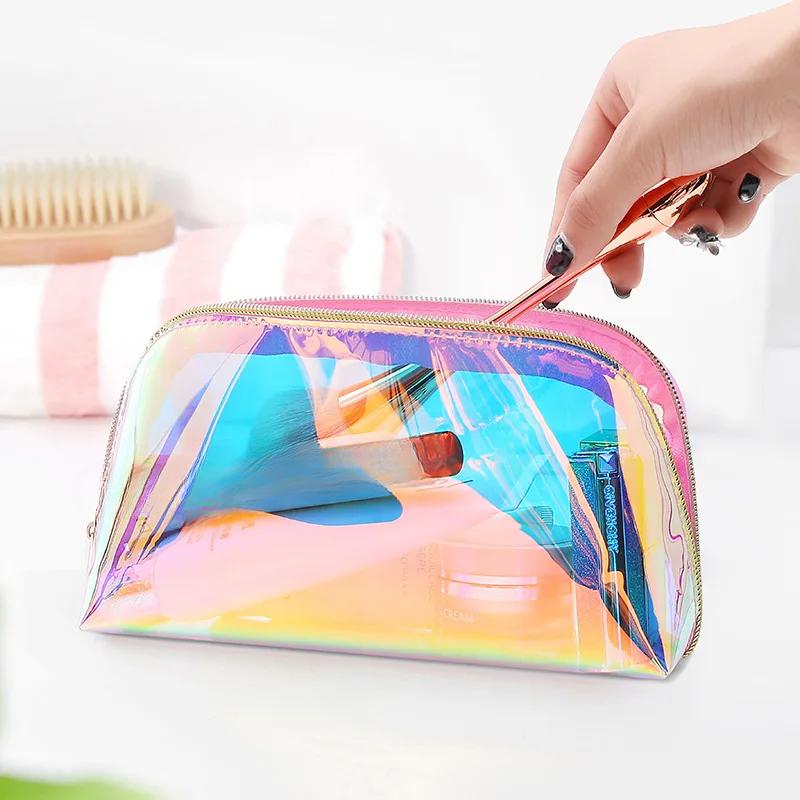 PVC Transparent Cosmetic Bag Women Makeup Storage Clear Organizer Wash Travel Portable Toiletry Multifunction Purse Pouch Bag