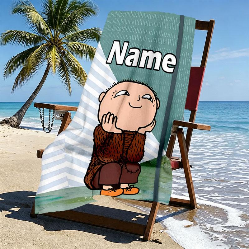 Custom Name Personalized Alfons Aberg Print Beach Towel, for Trip Camping Beach Party Home Decor, Birthday Gift for Family & Friends