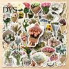 Retro Flower Stickers 50Pcs Bouquet Decorative Stickers, DIY Scrapbooking Journaling Floral Aesthetic Stationery Supplies Decals, Adhesive for
