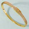 Luxury Micro Paved Zircon Bracelet For Women Simple Gold Full Diamond Clasp Bangle Versatile Non Fading Fashion Jewelry
