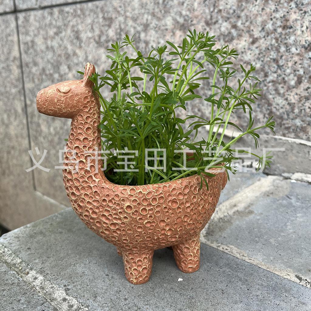 1 Piece of Nordic Style Cute Deer Flower Pot Resin Statue, Unique Animal Succulent Plant Flower Pot