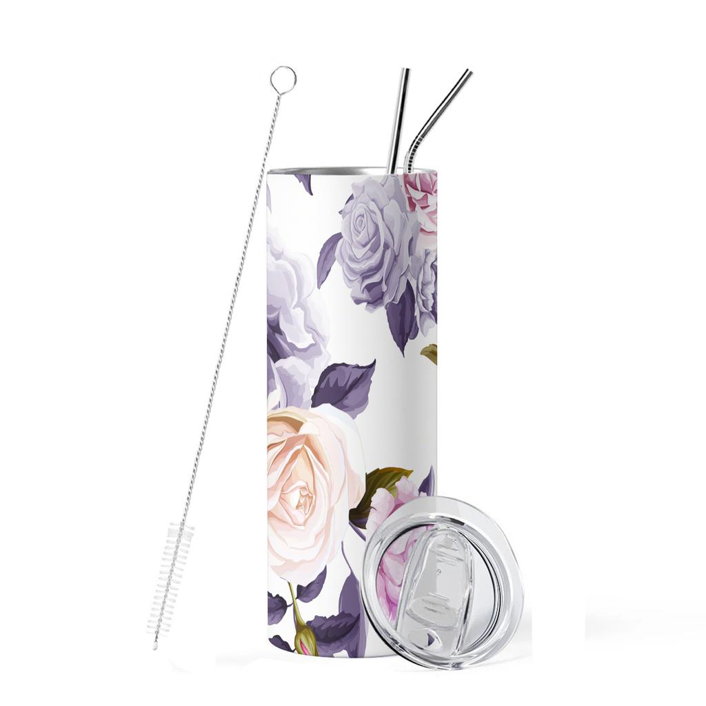 20oz Field Flowers Vacuum Tumblers Cup With Lid and Straw for Hot or Cold Drinks stainless steel Water Bottle Mother's Day gifts