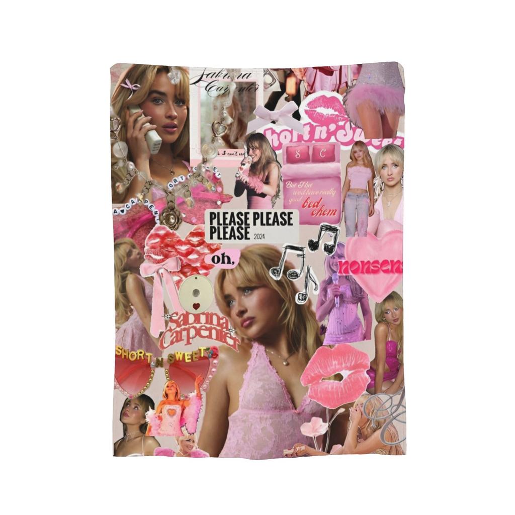 Singer Sabrina Carpenter Blanket Pop Music Plush Funny Warm Throw Blanket for Chair Covering Sofa Autumn/Winter,