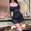 New large-size perspective lace skirt, steel ring irregular mesh, slim-fit slim-fit hip-wrapped nightdress, blue sex underwear.
