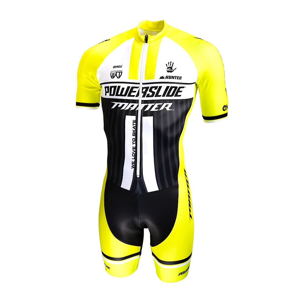 Powerslide Kombinezon Męski Krótki Rękaw Jazda na Rolkach Speed Skinsuit Ciclismo Łyżwiarstwo Szybkie Odzież do Jazdy na Rolkach