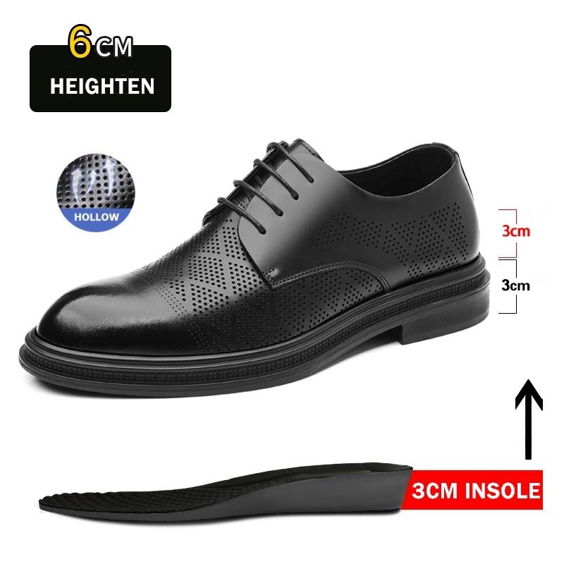 Fashion Hollow Out Elevator Shoes Men Dress Shoes 3/6/8 Cm Formal Shoes Spring/summer Classic Business Luxury Men Oxfords Lift Suit Shoe
