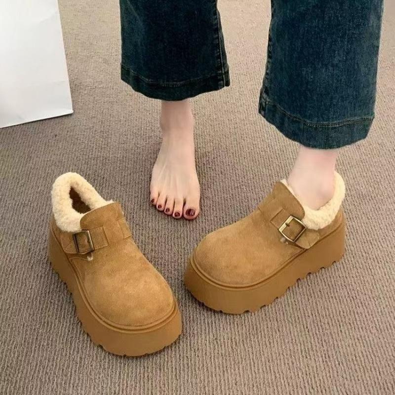 High-heel Snow Boots for Women, New Style with Extra Padding, Loafers, Cotton Shoes