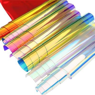 20*95cm Candy Iridescent Holographic Clear Transparent PVC Fabric Leather Laser Rainbow Film Vinyl Craft Drop Glue DIY Making