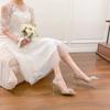 Crystal wedding shoes women's 2025 new show Hezhu wedding dress bridal shoes are not tired, champagne wedding stiletto high heels