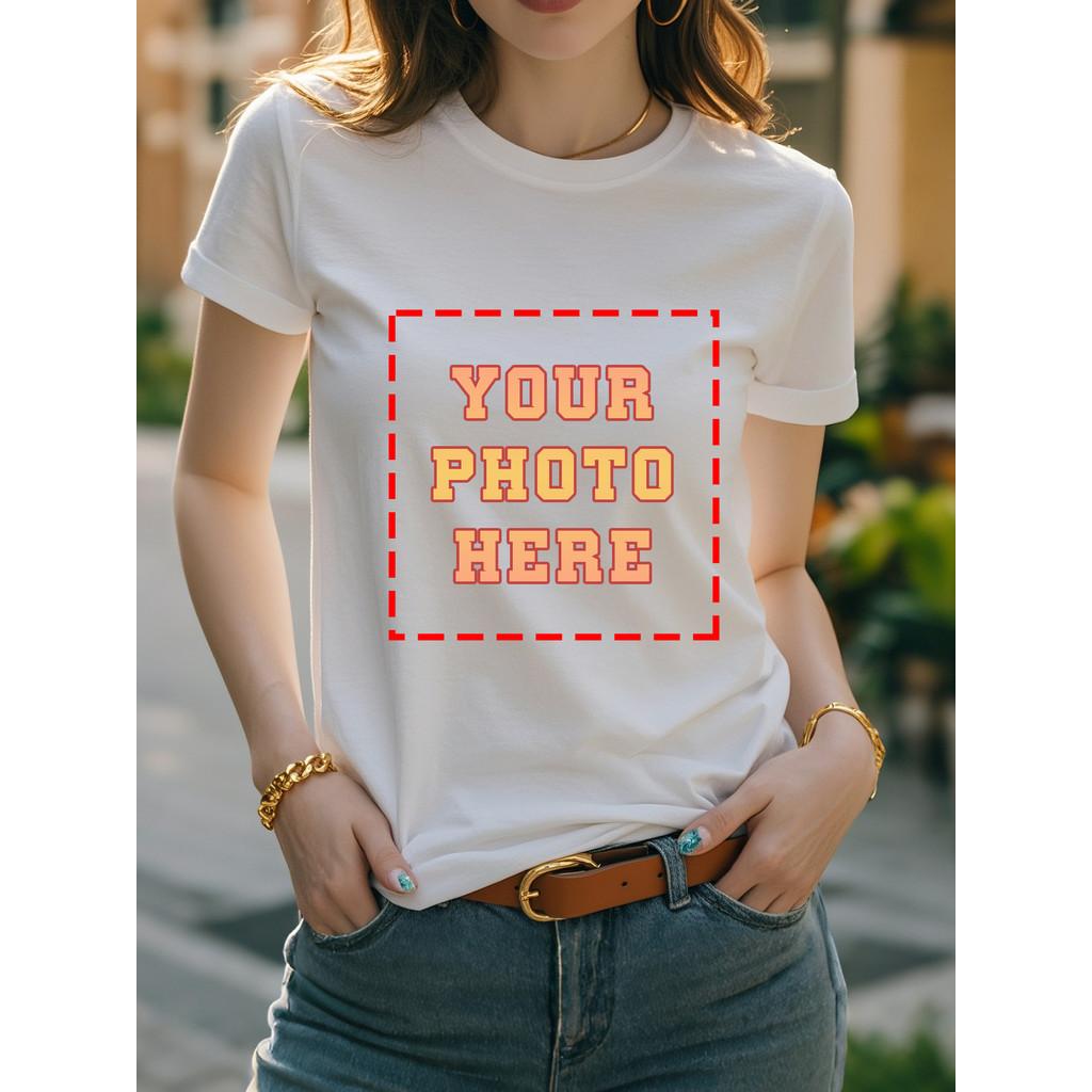 Personalized Customized Pattern Printed Front, T-shirt, Women'S Fashion Casual T-shirt, Short Sleeve Round Neck T-shirt