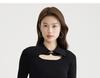 Fashionable slim fit women's short sleeved lapel knitted sweater 2025 spring and summer thin style hollow out small shirt top