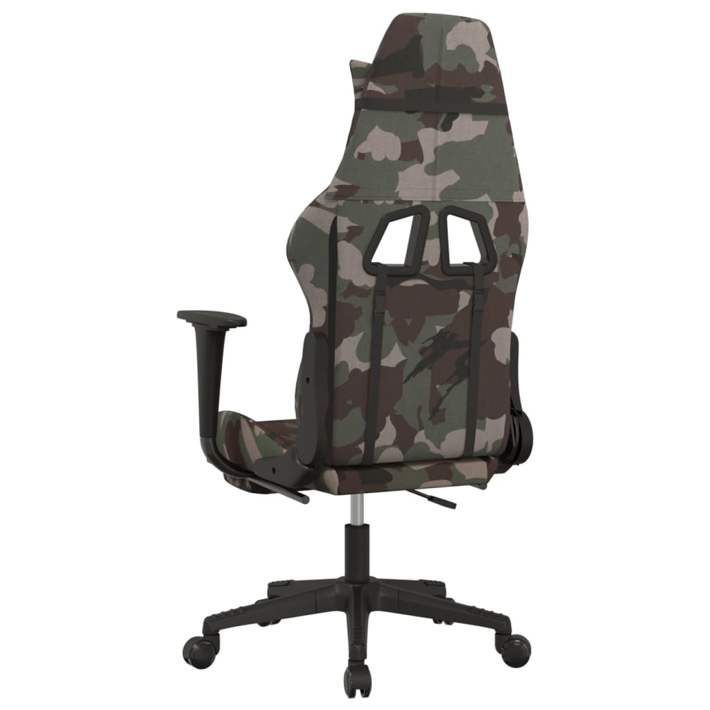 Gaming Chair with Massage Function and Footrest Black Camouflage Fabric